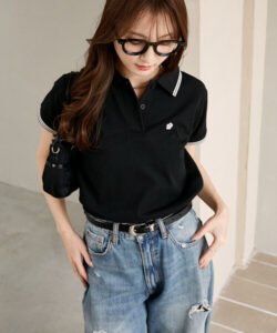 MARY QUANT × PUBLUX|Pique One-Point Line Polo Shirt